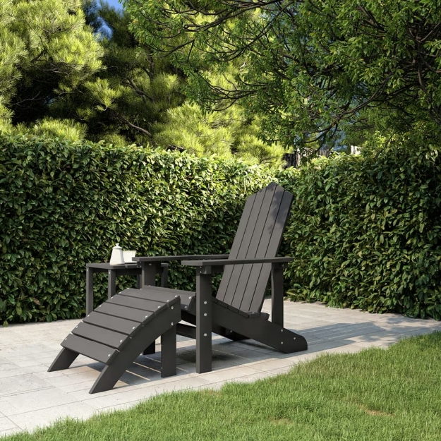 Sedia da Giardino Adirondack con Poggiapiedi Antracite HDPE