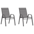 Sedie da Giardino Impilabili 2 pz in Tessuto Textilene Grigio