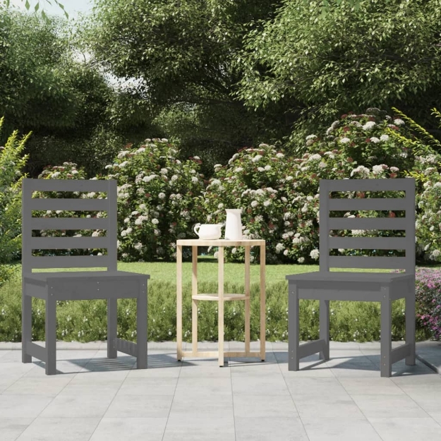 Sedie da Giardino 2pz Grigie 40,5x48x91,5cm Legno Massello Pino