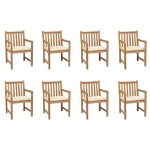 Sedie da Giardino 8 pz con Cuscini Crema in Massello di Teak