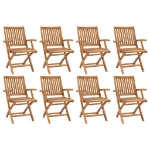 Sedie da Giardino Pieghevoli 8 pz in Legno Massello di Teak