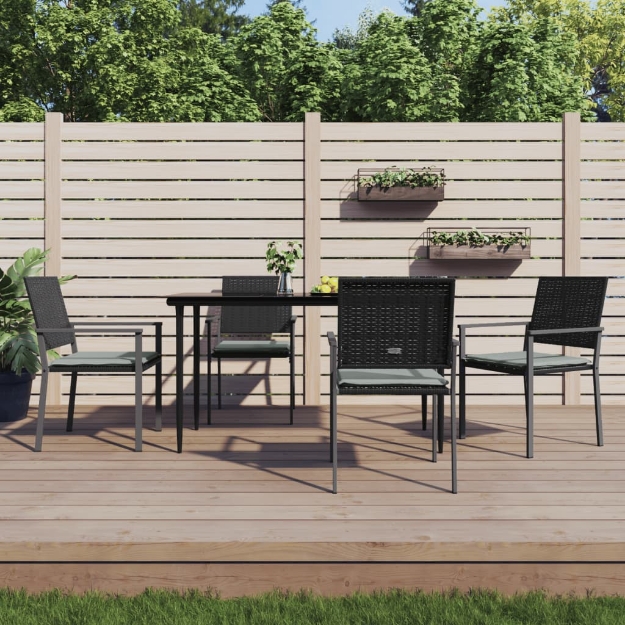 Sedie da Giardino con Cuscini 4pz Nere 54x62,5x89 cm Polyrattan