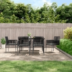 Sedie Giardino con Cuscini 6 pz Nere 54x60,5x83,5 cm Polyrattan