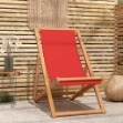 Sedia da Spiaggia Pieghevole in Legno Massello di Teak Rossa