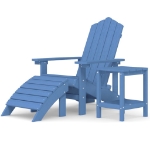 Sedia Giardino Poggiapiedi e Tavolo Adirondack HDPE Blu Acqua