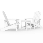 Sedie da Giardino con Tavolo Adirondack in HDPE Bianco