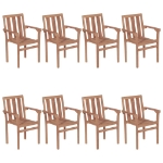 Sedie da Giardino Impilabili con Cuscini 8 pz Massello di Teak