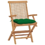 Sedie da Giardino con Cuscini Verdi 4 pz Massello di Teak