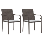 Sedie da Giardino con Cuscini 2pz Marroni 56x59x84cm Polyrattan