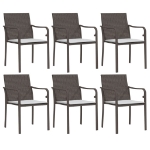 Sedie da Giardino con Cuscini 6pz Marroni 56x59x84cm Polyrattan