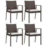 Sedie Giardino con Cuscini 4pz Marroni 56,5x57x83 cm Polyrattan