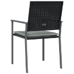 Sedie da Giardino con Cuscini 4pz Nere 54x62,5x89 cm Polyrattan