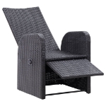 Sedie Reclinabili da Giardino con Cuscini 2pz Nero Polyrattan