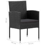 Sedie da Giardino 2 pz in Polyrattan Nero