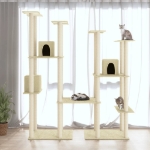 Albero per Gatti con Tiragraffi in Sisal Crema 174 cm