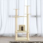 Albero per Gatti con Pali Tiragraffi in Sisal Crema 110 cm