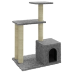 Albero per Gatti con Tiragraffi in Sisal Grigio Chiaro 71 cm