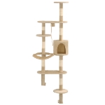 Albero per Gatti con Tiragraffi in Sisal da Parete 194 cm Beige