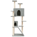 Albero per Gatti con Tiragraffi in Sisal Grigio Chiaro 153 cm