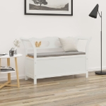 Panca Bianca 107x45x75,5 cm Legno Massello di Abete