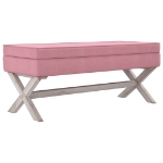 Sgabello Portaoggetti rosa 110x45x49 cm in Velluto