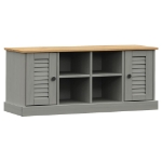 Panca Porta Scarpe VIGO 106x35x40 cm Legno Massello Pino Grigio