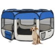 Box per Cani Pieghevole con Borsa Trasporto Blu 125x125x61 cm