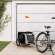 Rimorchio da Bici per Cani Nero e Grigio Tessuto Oxford e Ferro
