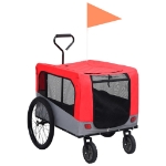 Rimorchio Bici Animali Carrello Jogging Rosso e Grigio