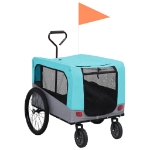 Rimorchio Bici per Animali Carrello Jogging Blu e Grigio