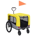 Rimorchio Bici Animali Carrello Jogging Giallo e Grigio