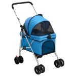 Passeggino per Cani Pieghevole Blu 76x50x100cm Tessuto Oxford