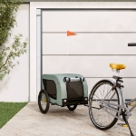 Rimorchio da Bici per Cani Grigio e Nero Tessuto Oxford e Ferro