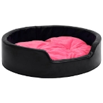 Lettino per Cani Nero e Rosa 79x70x19 cm Peluche e Similpelle