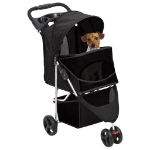 Passeggino per Cani Pieghevole Nero 80x46x98cm Tessuto Oxford