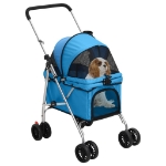 Passeggino per Cani Pieghevole Blu 76x50x100cm Tessuto Oxford