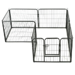 Box per Cani con 8 Pannelli in Acciaio 60x80 cm Nero