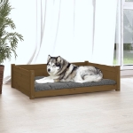 Cuccia per Cani Miele 105,5x75,5x28cm in Legno Massello di Pino