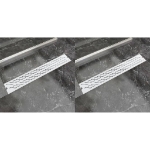 Scarico Doccia Lineare 2 pz Design Onda 730x140 mm Acciaio Inox