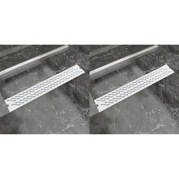 Scarico Doccia Lineare 2 pz Design Onda 730x140 mm Acciaio Inox