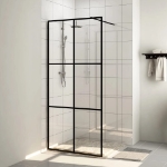 Parete Doccia Walk-in in Vetro Trasparente ESG Nera 80x195 cm