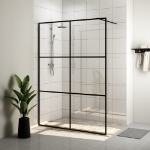 Parete per Doccia Walk-in Vetro Trasparente ESG 140x195cm Nera