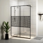 Parete per Doccia Walk-in Vetro Trasparente ESG 140x195cm Nera