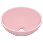Lavandino Lusso Rotondo Rosa Opaco 32,5x14 cm in Ceramica