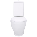 Vaso WC in Ceramica da Bagno Rotondo Base con Scarico Bianco