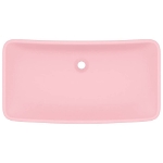 Lavandino Lusso Rettangolare Rosa Opaco 71x38 cm in Ceramica