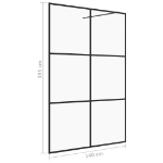 Parete per Doccia Walk-in Vetro Trasparente ESG 140x195cm Nera