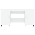 Scrivania Bianco Lucido 140x50x75 cm in Legno Multistrato