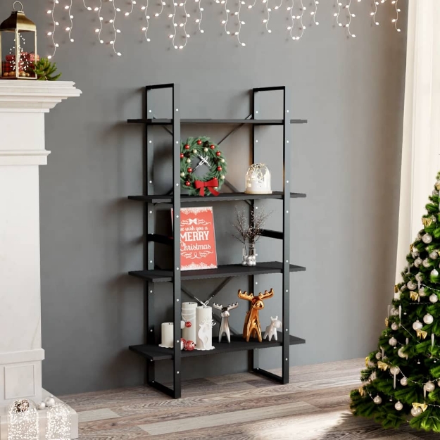 Libreria a 4 Ripiani Grigia 80x30x140 cm in Truciolato