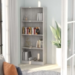 Libreria a 4 Ripiani Grigio Cemento 60x24x142 cm in Truciolato